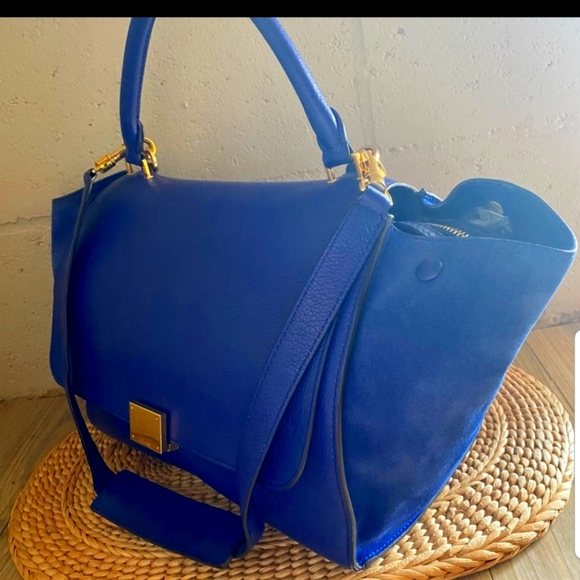 Celine trapeze royal blue leather purse - Picture 3 of 11